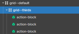 The thirds grid within a default grid containing action blocks