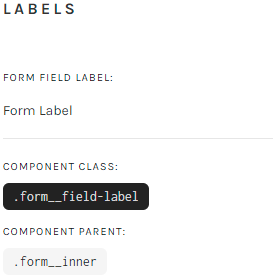 Documentation of the .form__field-label
